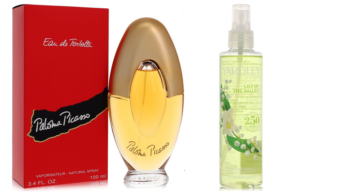 Set of Womens PALOMA PICASSO by Paloma Picasso EDT Spray 3.4 oz And a Lily  of The Valley Yardley Mist 6.8 oz