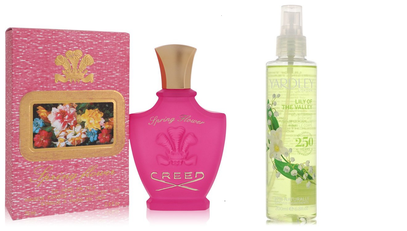 Creed Set of Womens SPRING FLOWER by Creed Millesime EDP Spray 2.5 oz And a Lily of The Valley Yardley   Mist 6.8 oz 