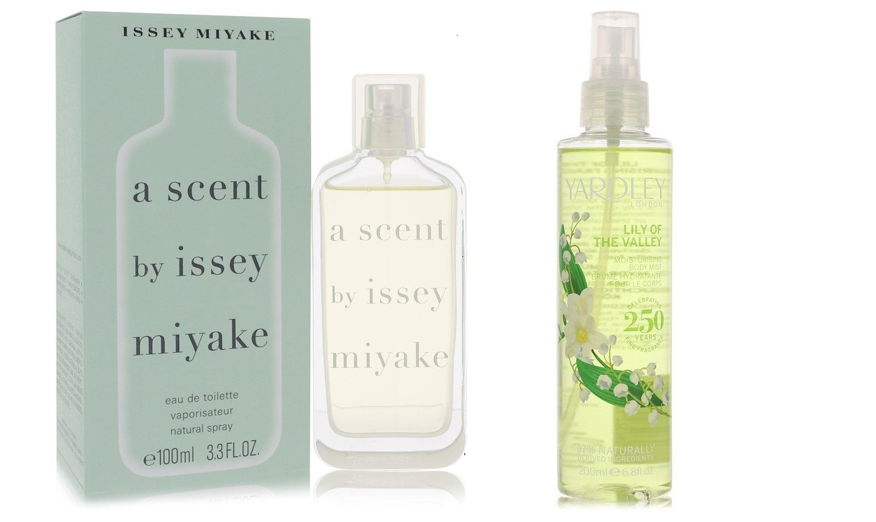 Issey Miyake Set of Womens A Scent by Issey Miyake EDT Spray 3.4 oz And a Lily of The Valley Yardley   Mist 6.8 oz 