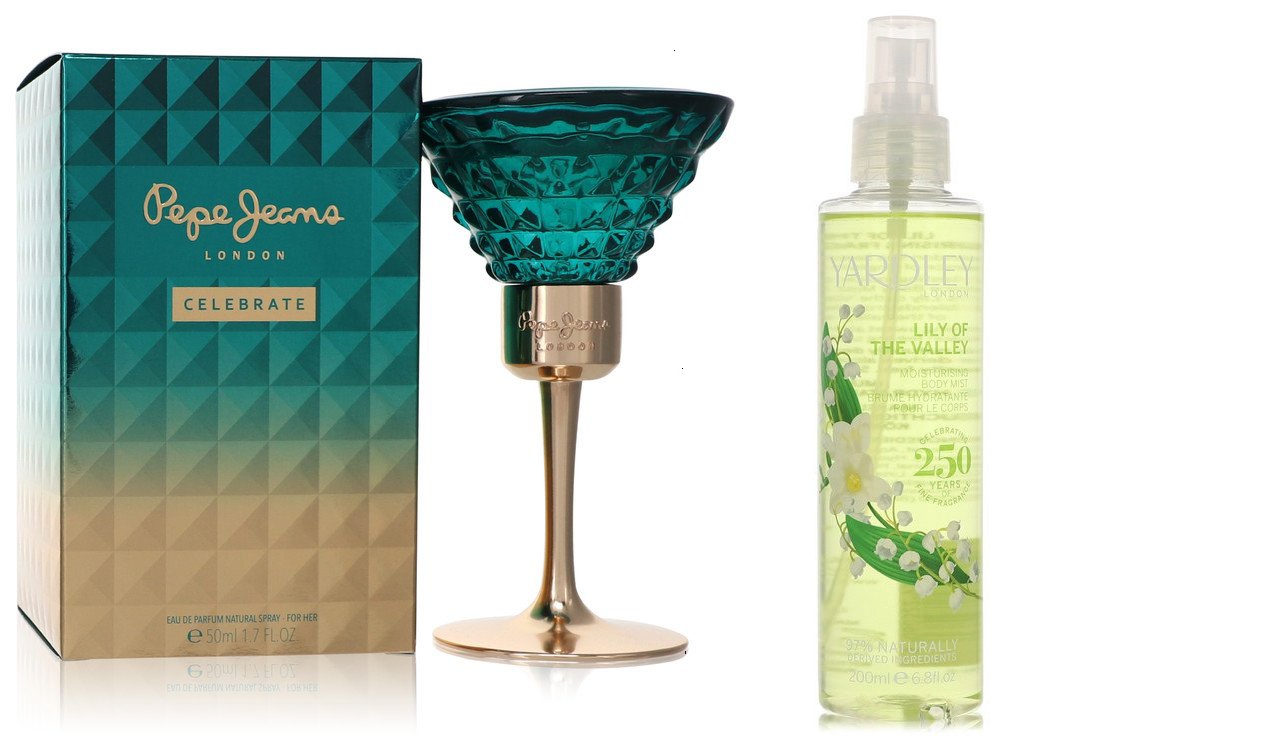 Set of Womens Pepe Jeans Celebrate by Pepe Jeans London EDP Spray 1.7 oz  And a Lily of The Valley Yardley Mist 6.8 oz