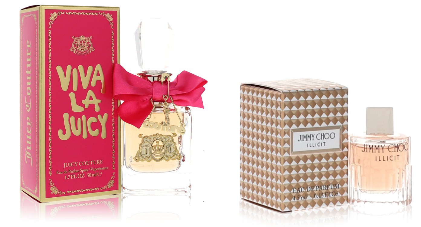 Juicy Couture Set of Womens Viva La Juicy by Juicy Couture EDP Spray 1.7 oz And a Jimmy Choo Illicit Mini EDP .15 oz
