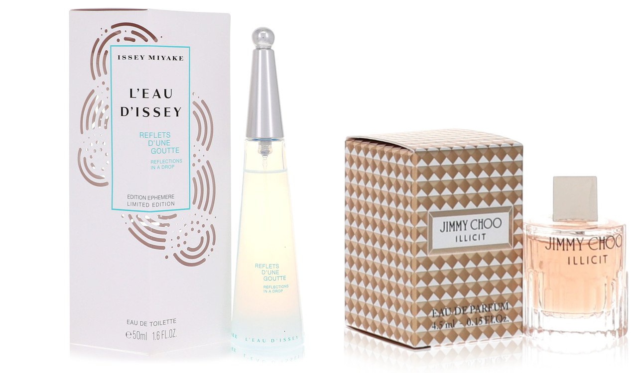 Issey Miyake Set of Womens L'eau D'issey Reflection In A Drop by Issey Miyake EDT Spray 1.7 oz And a Jimmy Choo Illicit Mini EDP .15 oz