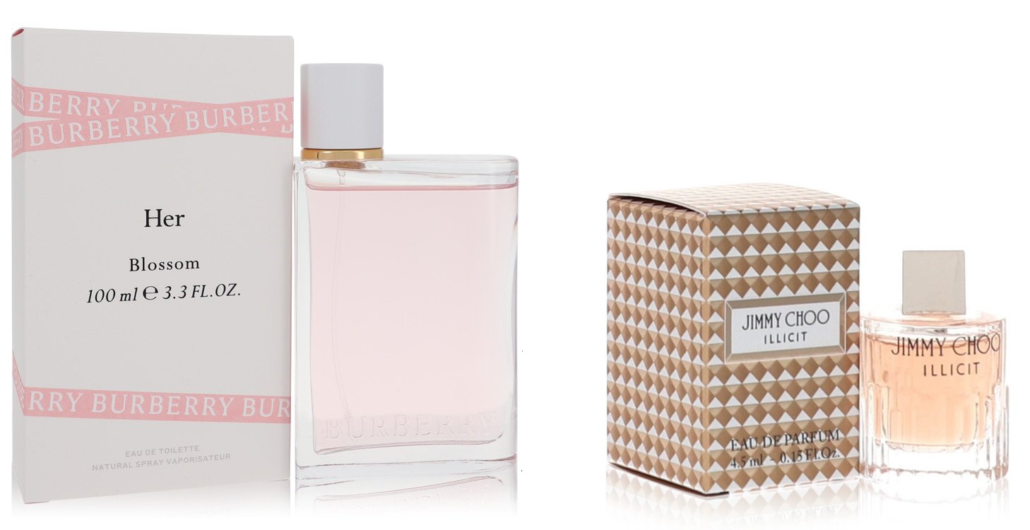 Burberry Set of Womens Burberry Her Blossom by Burberry EDT Spray 3.3 oz And a Jimmy Choo Illicit Mini EDP .15 oz