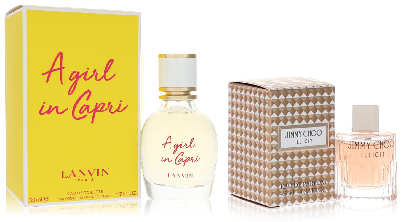 Lanvin Set of Womens A Girl in Capri by Lanvin EDT Spray 1.7 oz And a Jimmy Choo Illicit Mini EDP .15 oz