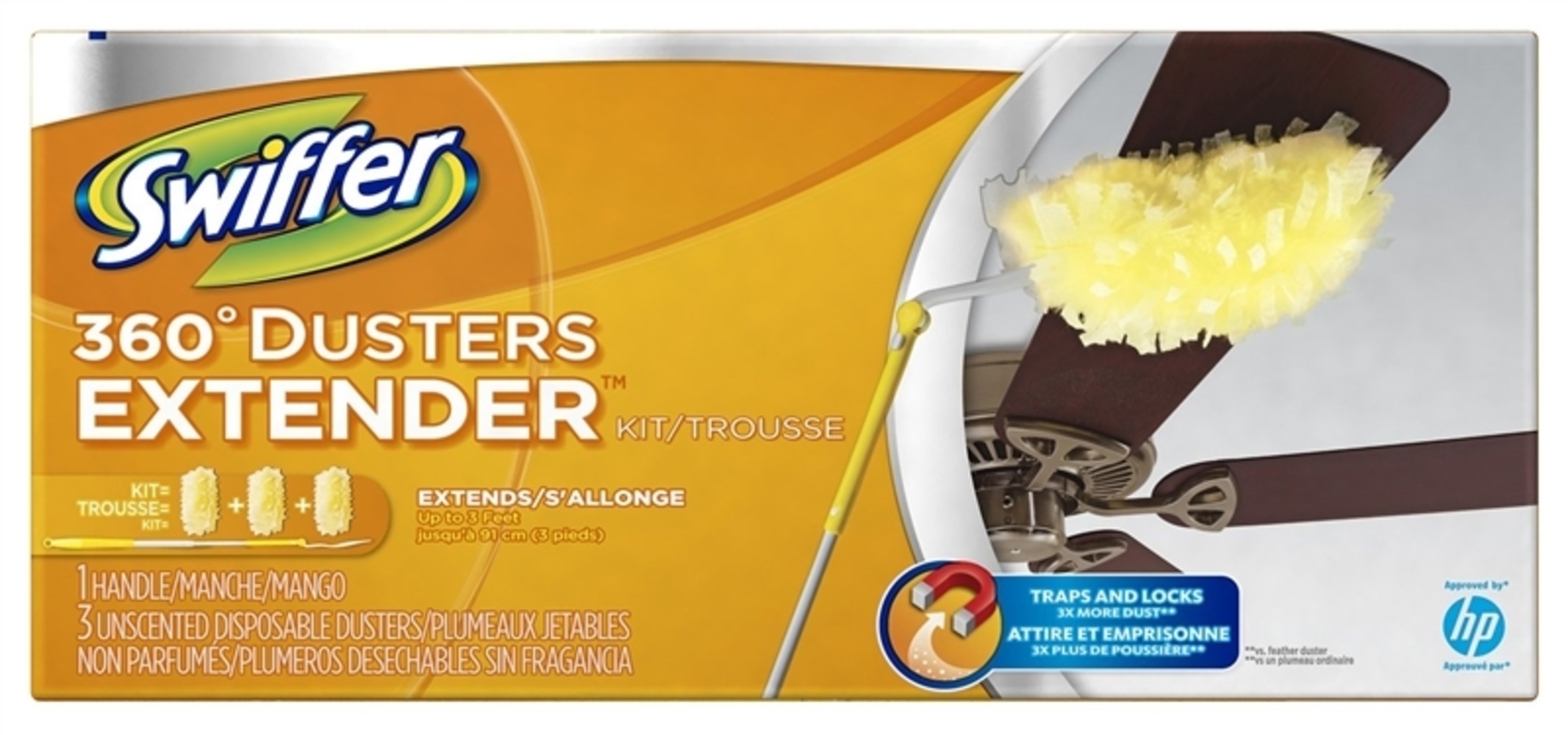 Swiffer 44750 Duster Extender Handle Kit, 3', 360