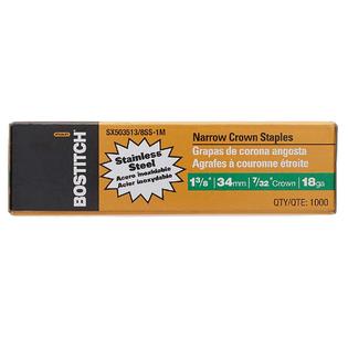 BOSTITCH Crown Staples, 1-3/8-Inch X 7/32-Inch, 18GA, 3000