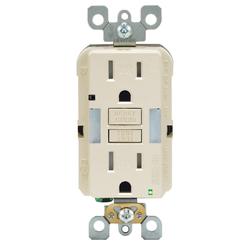 Leviton Manufacturing Co Inc Leviton Mfg R06-GFNL1-00T Guide Light and Self-Test Tamper Resistant Gfci Outlet - Light Almond