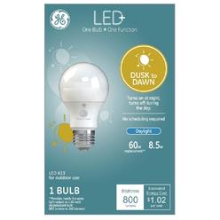 GE LED+ Dusk to Dawn 60-Watt EQ A19 Daylight Medium Base (e-26) LED Light Bulb  Item #1608275 |  Model #93121487