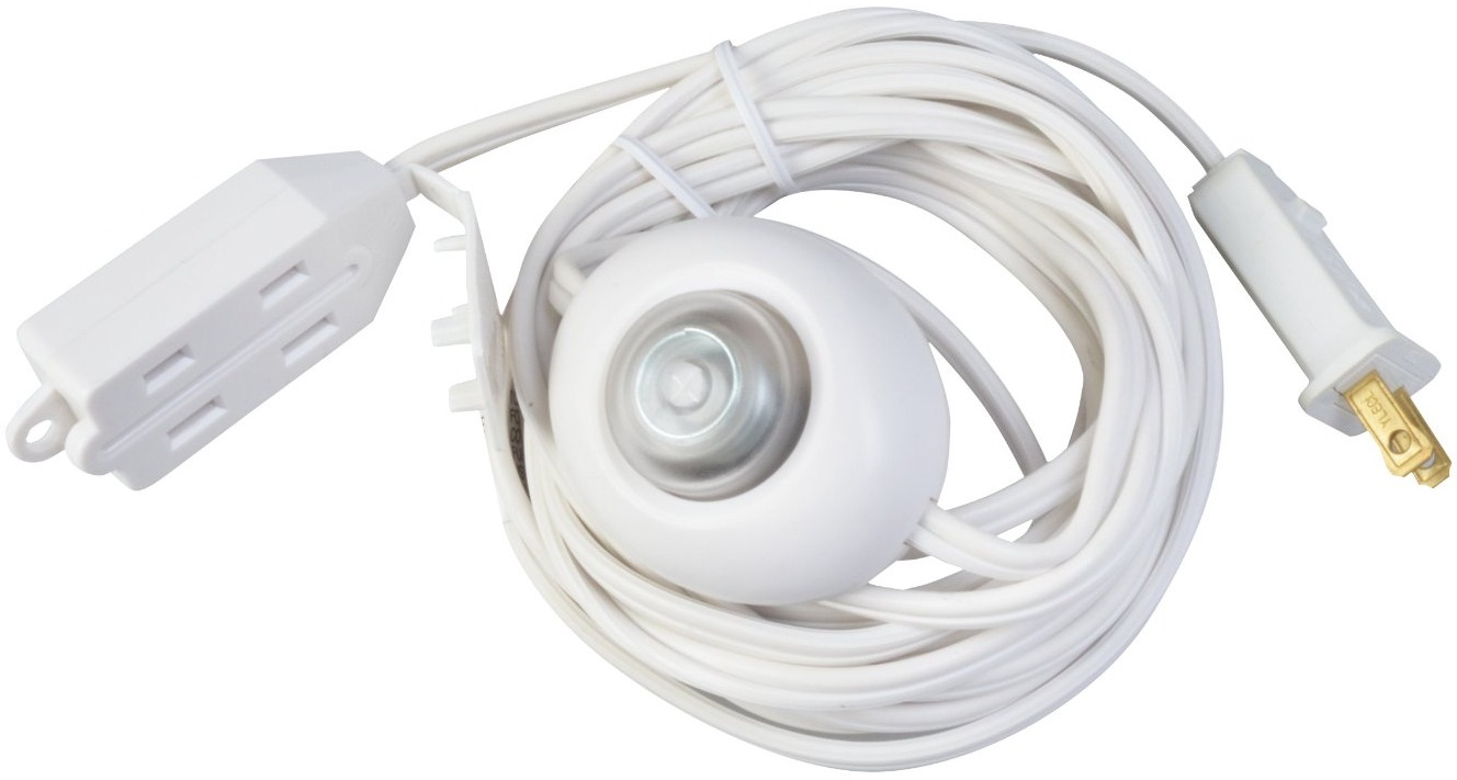 Woods 10203W Extension Cord With Lighted Foot Switch, White