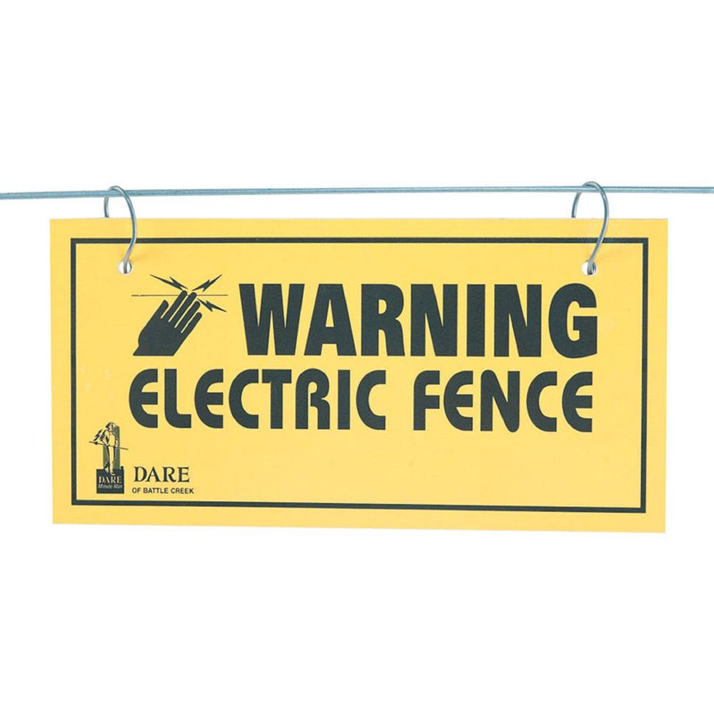 Dare 1614-3 Electric Fence Warning Sign, Yellow, Plastic