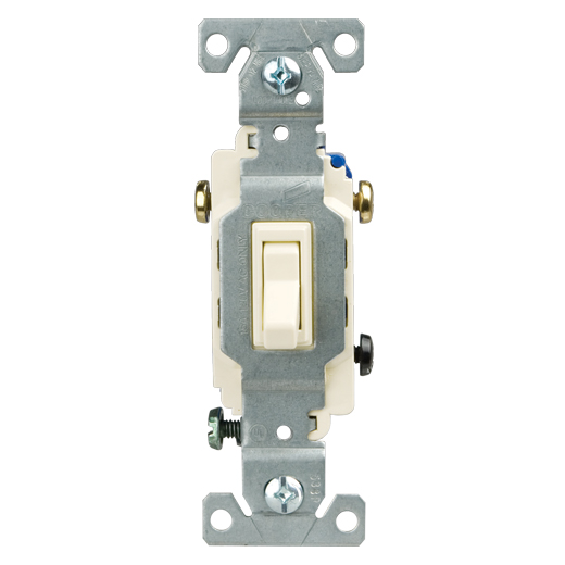 Cooper Wiring 1242-7W-BOX 120 V-15 Amp Commercial Toggle Framed 4-Way AC Quiet Switch, White