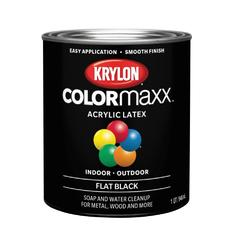 Krylon® K05647007 COLORmaxx Acrylic Latex Brush On Paint for Indoor/Outdoor Use, 1 Quarts (Pack of 1), Black, 32 Fl Oz