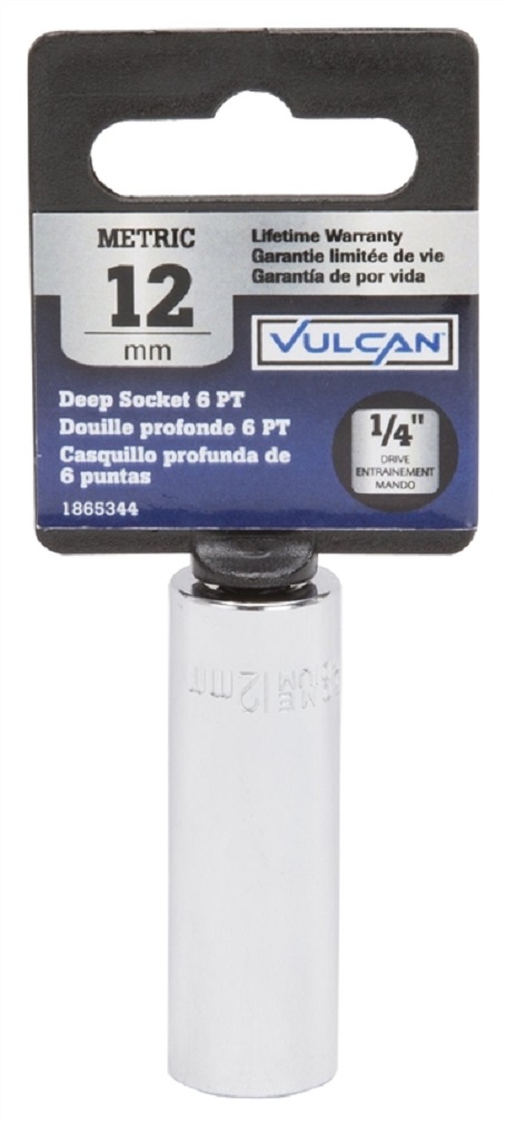Vulcan MT6487810 Deep Socket, 12mm, 1/4 Drive