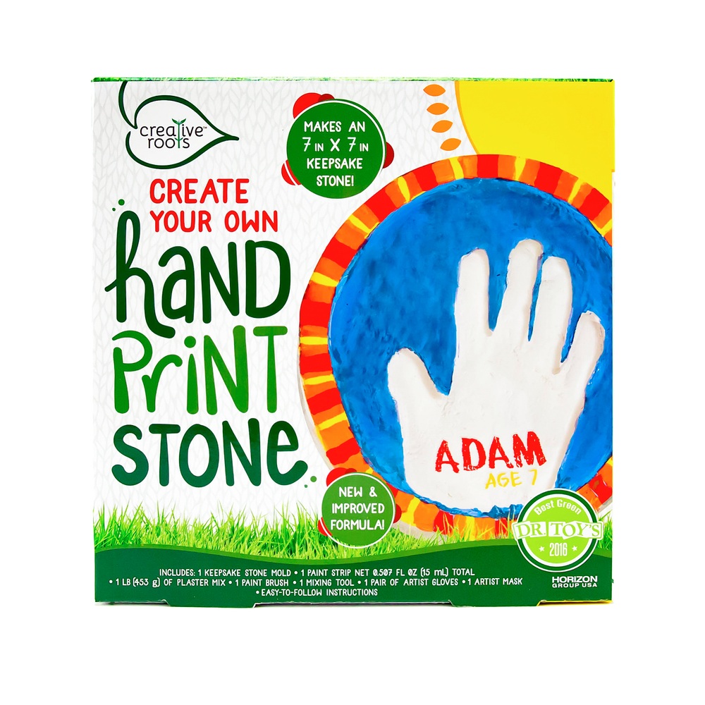 Creative Roots Handprint Stepping Stone, Includes 7-Inch Ceramic Stepping Stone & 6 Vibrant Paints, Garden Stepping Stone Kit, P