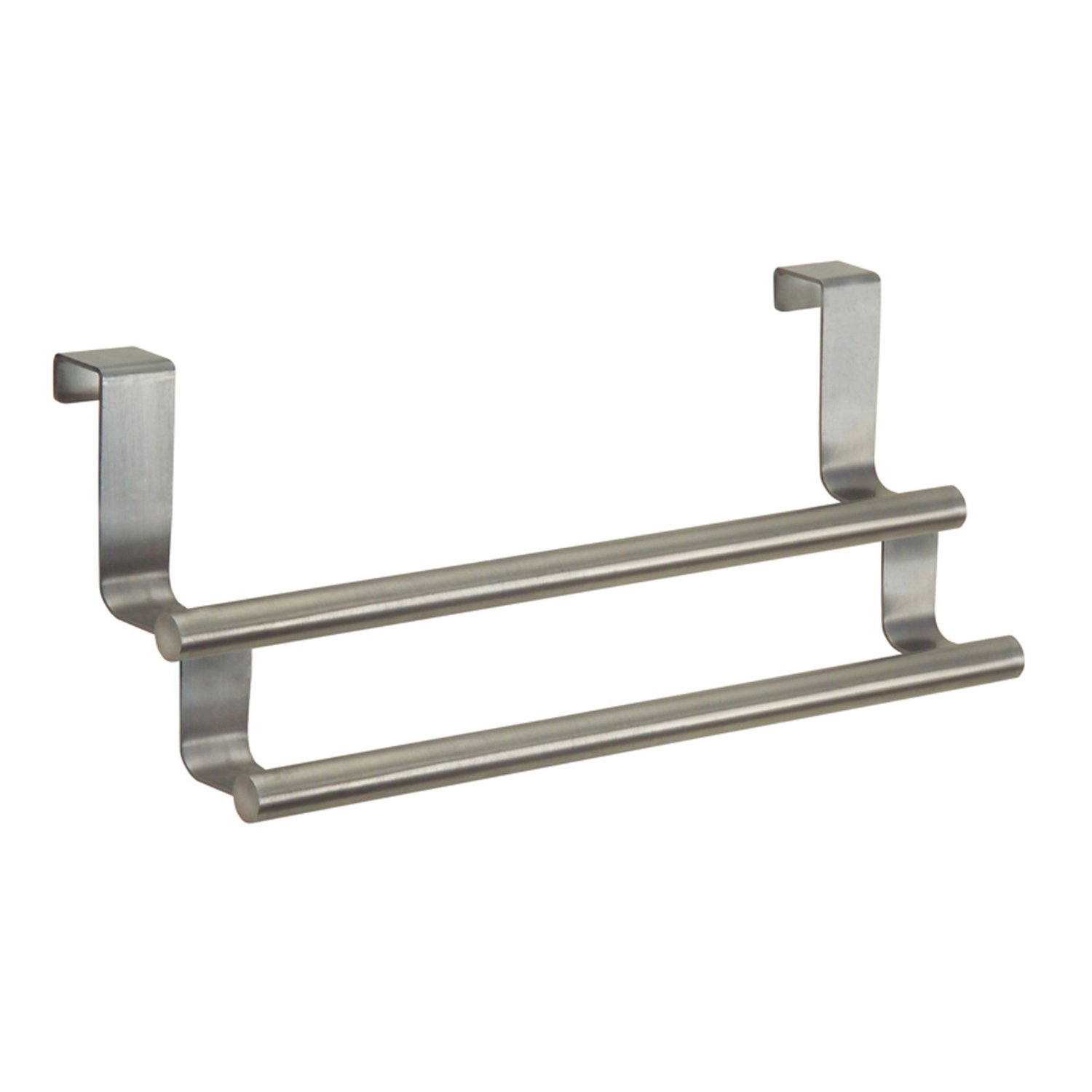 InterDesign 29650 Over The Cabinet Double Towel Bar, Brushed Stainless Steel