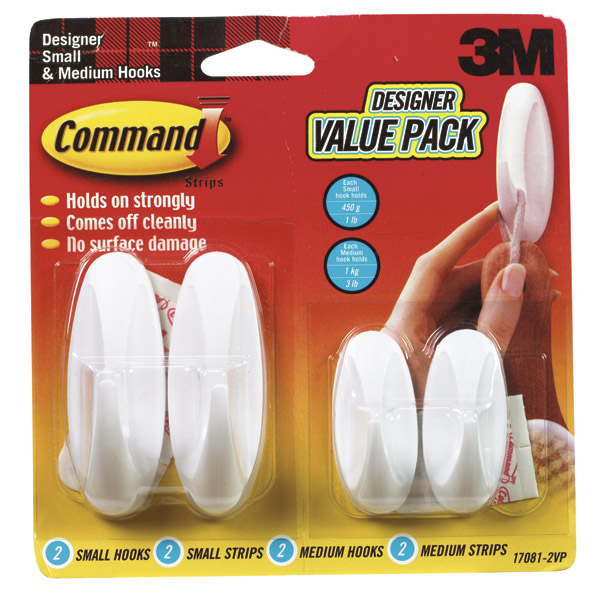 3M 17081-2VP Designer Hook Value Pack, White