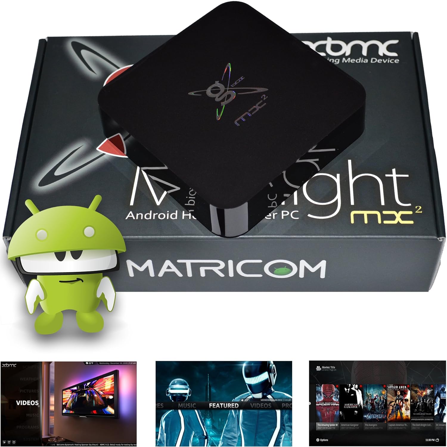 Matricom G-Box Midnight MX2 Android 4.2 Jelly Bean Dual Core XBMC Streaming Mini HTPC TV Box Player