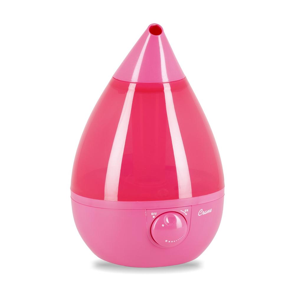 MMP Crane Drop Shape Ultrasonic Cool Mist Humidifier with 2.3 Gallon output per day - Pink