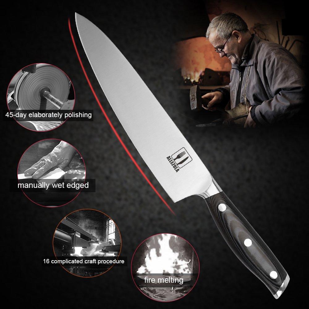 Allezola Professional Chef's Knife, 7.5 Inch German High Carbon Stainless Steel, Razor Sharp, Non-Rust, Balanced Comfortable Han