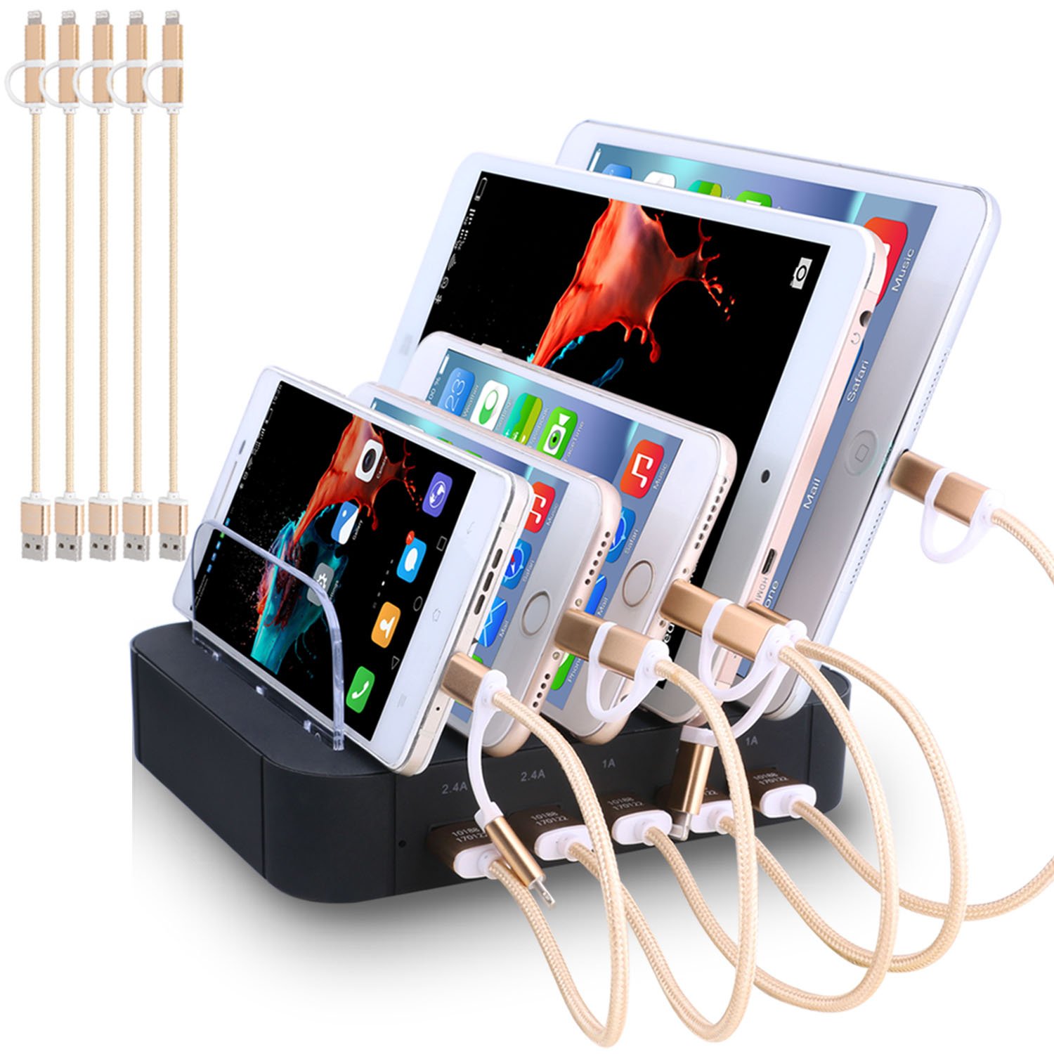 Fiezkaa B06xrd8d3z Charging Station 5 Port Usb Charger Quick Charging Station 5 Port Usb Charger
