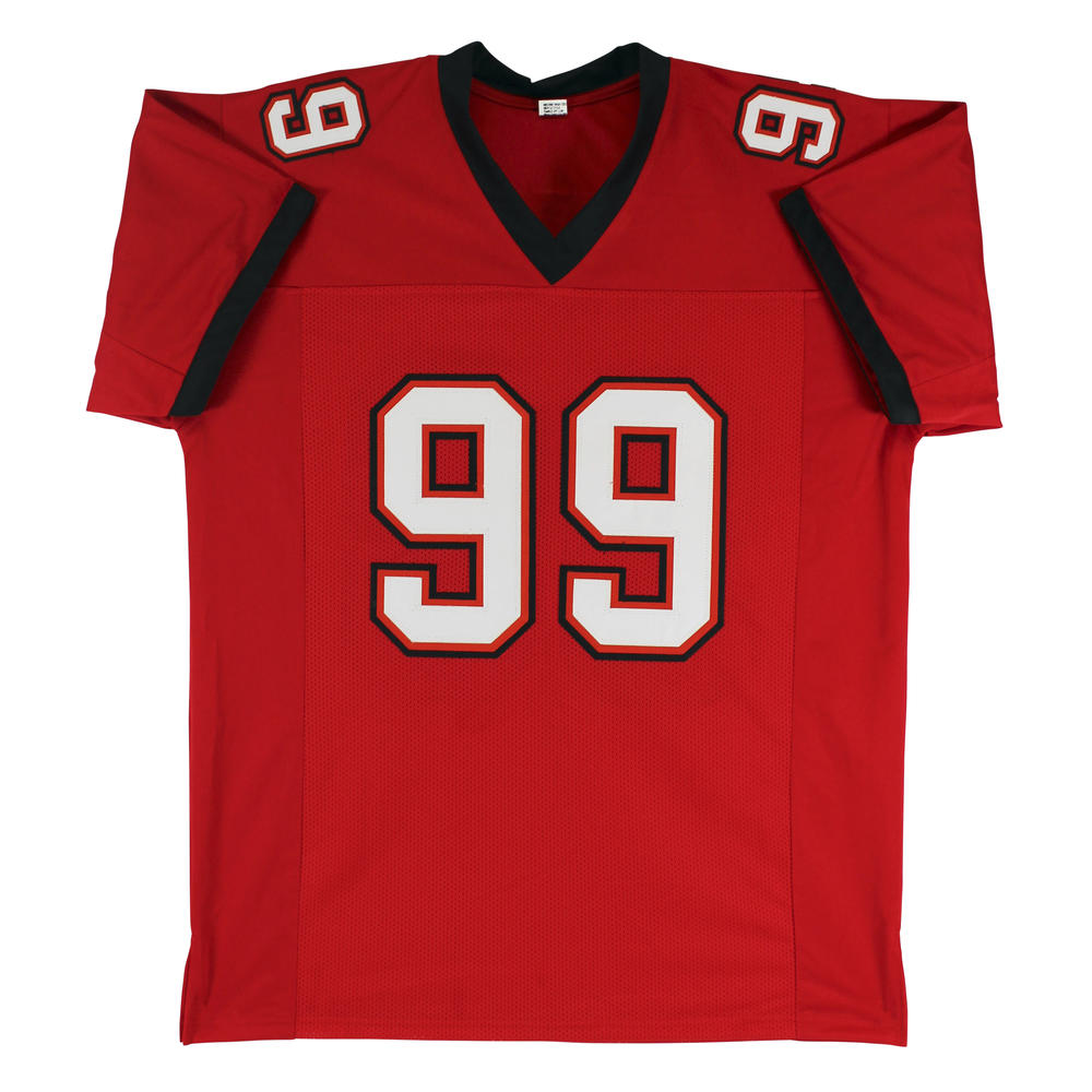 Press Pass Collectibles Warren Sapp "HOF 13" Authentic Signed Red Pro Style Jersey BAS Witnessed
