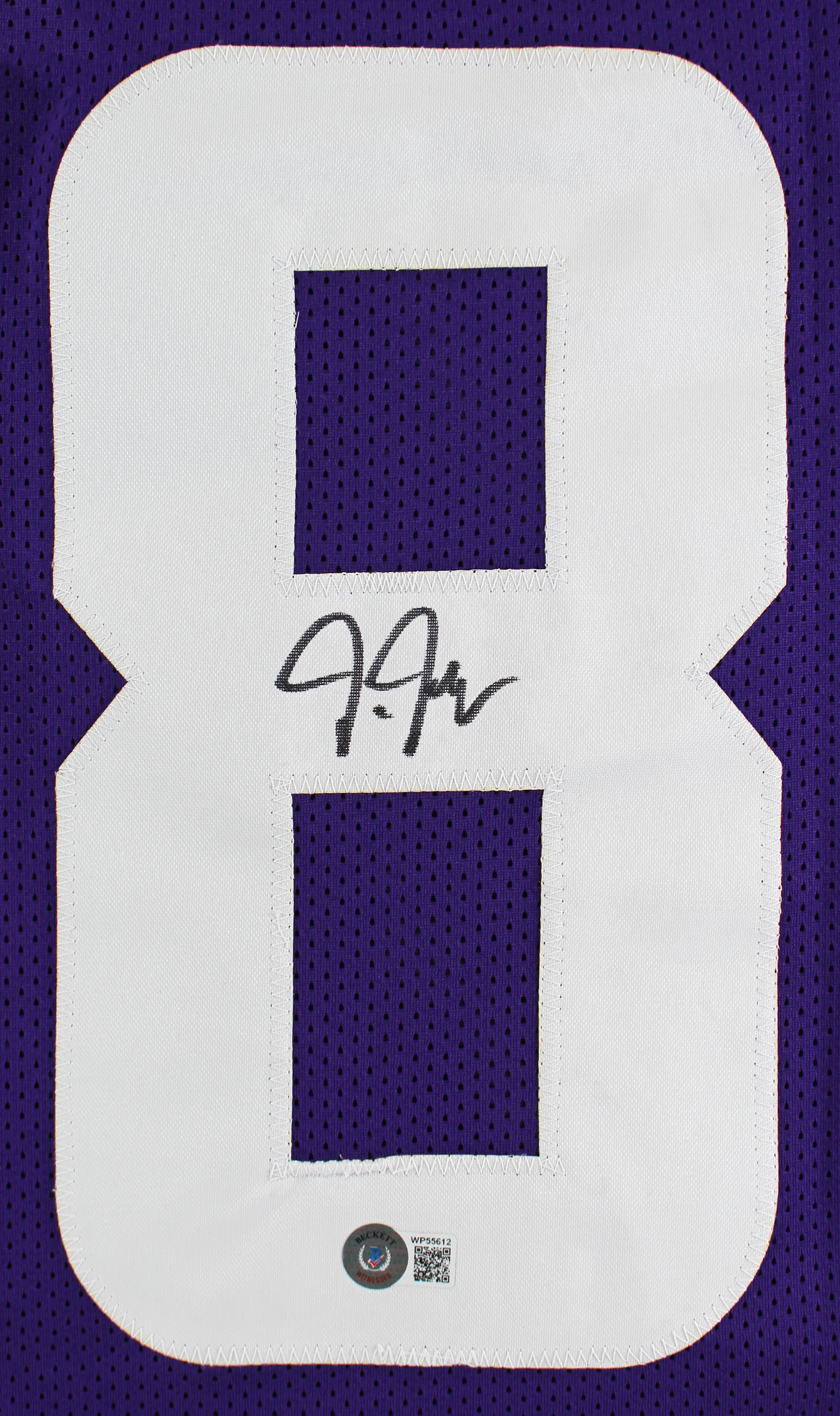Press Pass Collectibles Justin Jefferson Signed Purple Pro Style Jersey Autographed BAS Witnessed