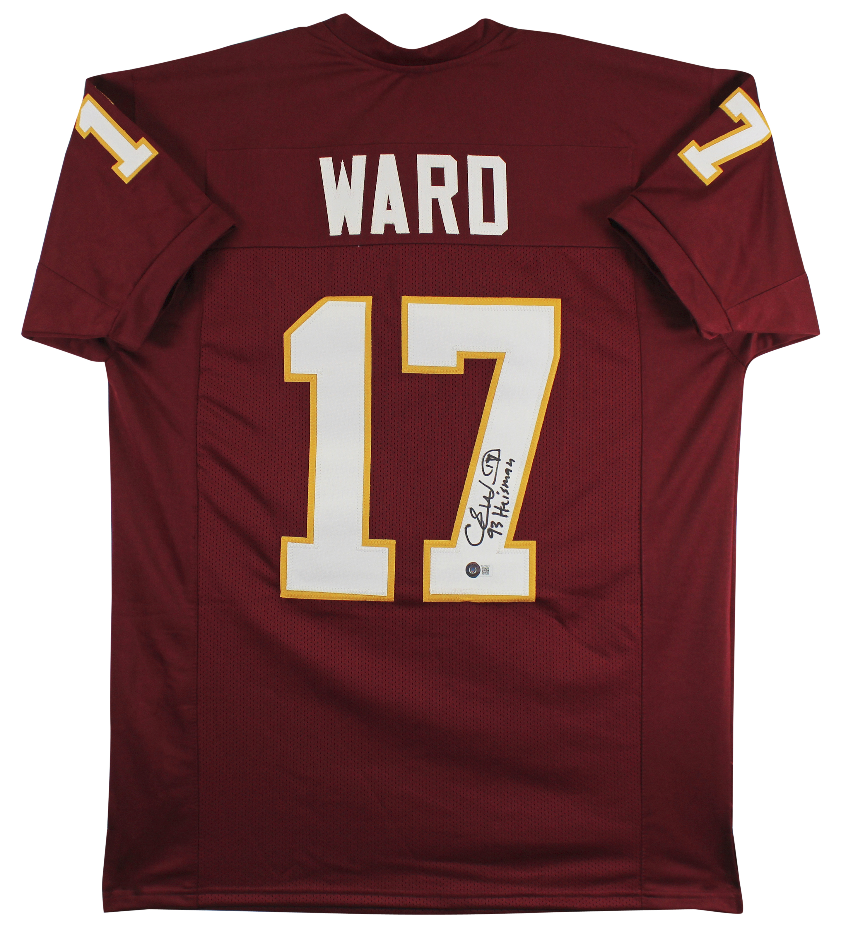 Press Pass Collectibles Florida State Charlie Ward "93 Heisman" Signed Maroon Pro Style Jersey BAS