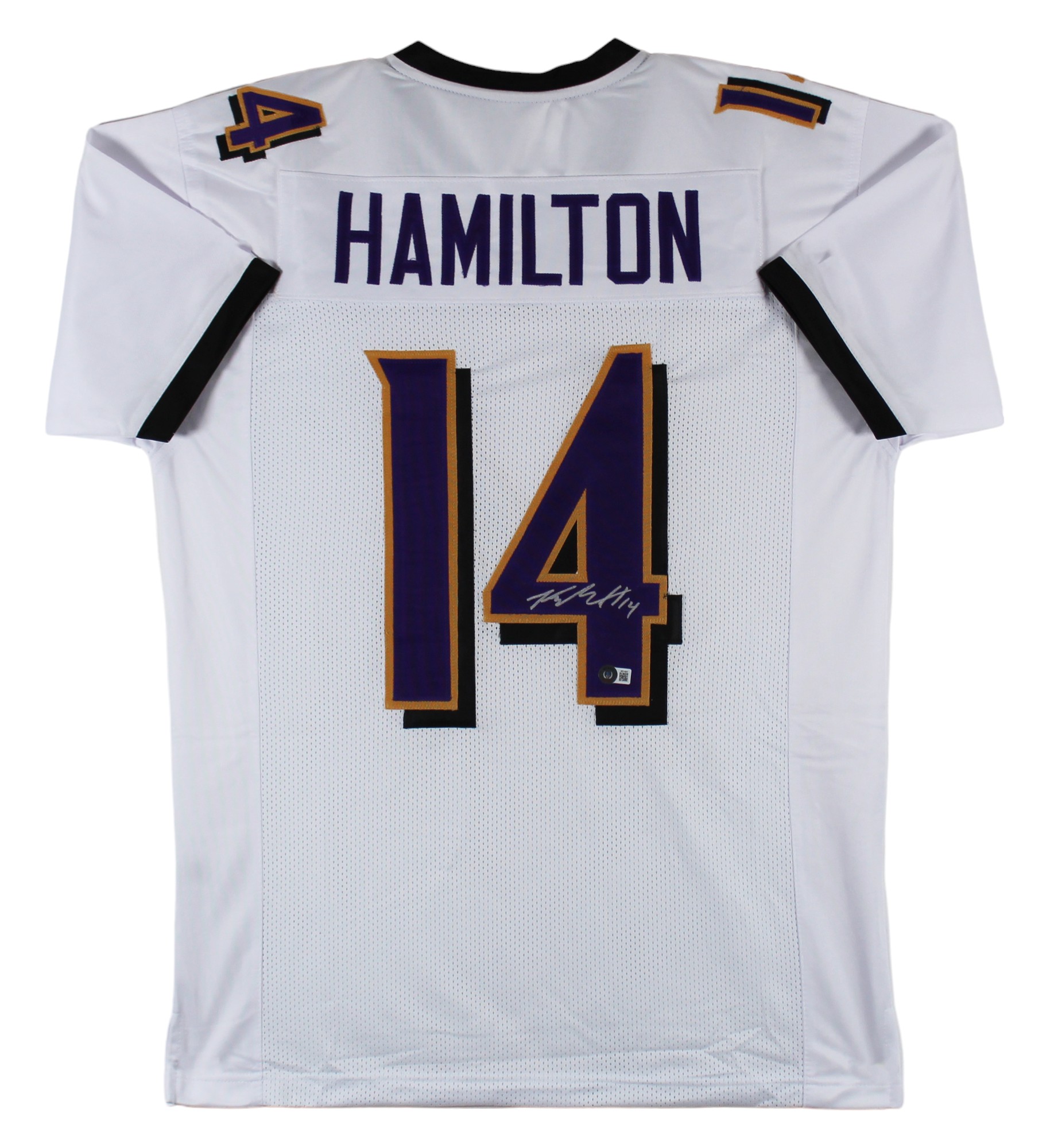 Press Pass Collectibles Kyle Hamilton Authentic Signed Alt White Pro Style Jersey BAS Witnessed