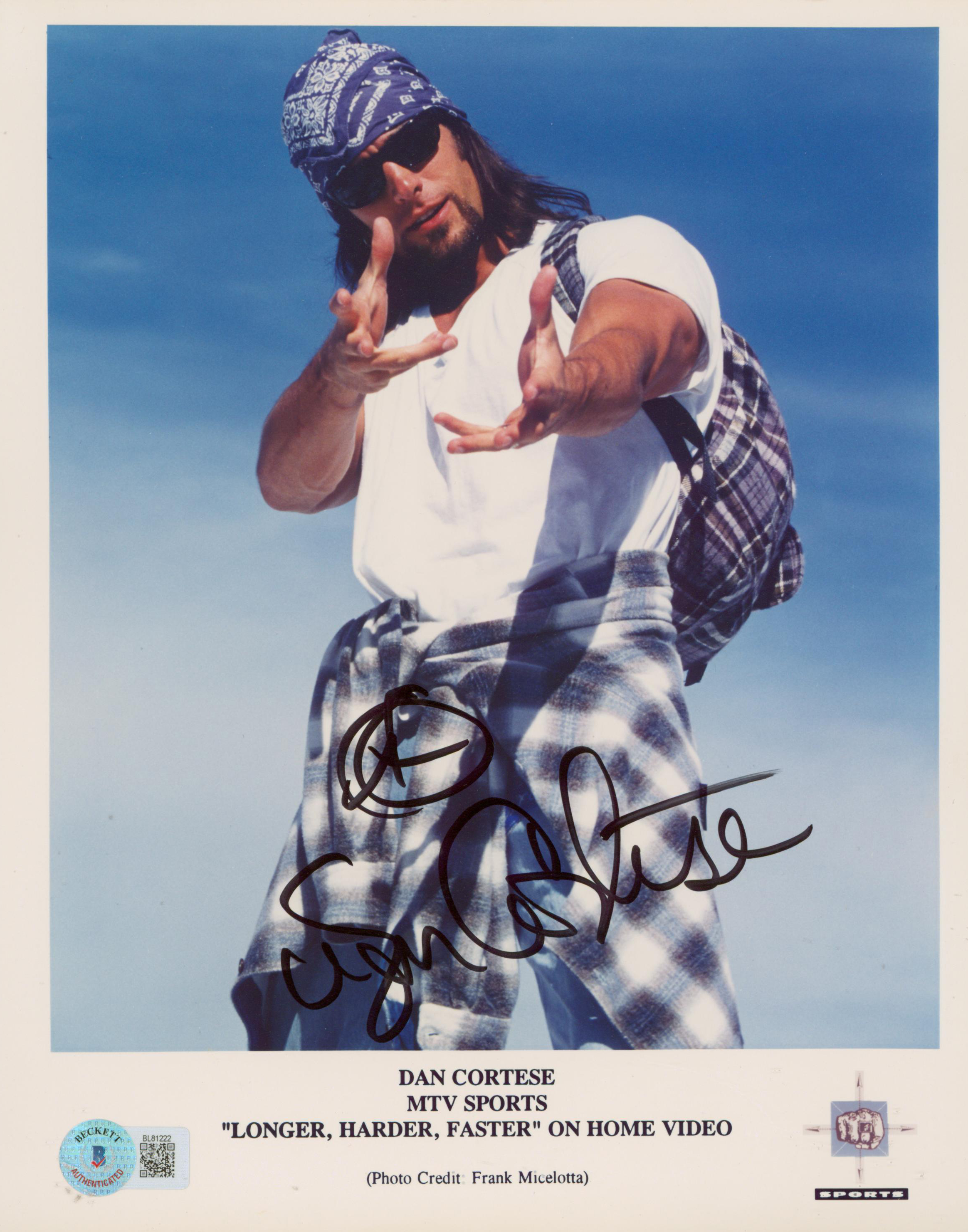 Press Pass Collectibles Dan Cortese MTV Sports: Longer Harder Faster Signed 8x10 Photo BAS #BL81222