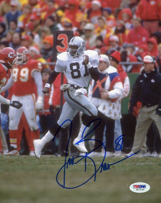 Press Pass Collectibles RAIDERS TIM BROWN SIGNED AUTHENTIC 8X10 PHOTO AUTOGRAPHED PSA/DNA #J07233