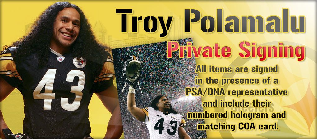 Press Pass Collectibles STEELERS TROY POLAMALU AUTHENTIC SIGNED MINI HELMET BLACK PSA/DNA ITP