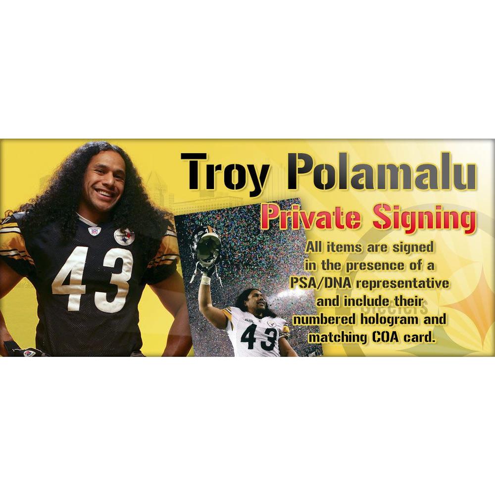 Press Pass Collectibles STEELERS TROY POLAMALU '2X SB CHAMP' AUTHENTIC SIGNED BLACK JERSEY PSA/DNA ITP