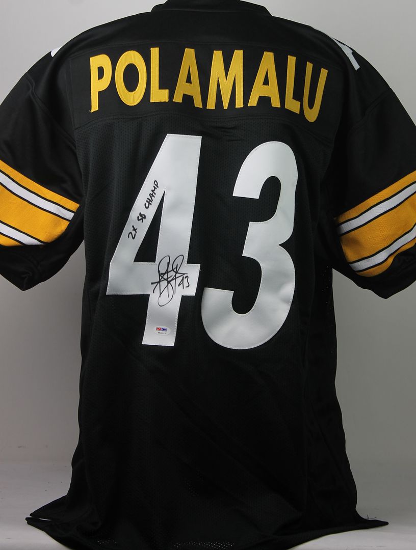 Press Pass Collectibles STEELERS TROY POLAMALU '2X SB CHAMP' AUTHENTIC SIGNED BLACK JERSEY PSA/DNA ITP