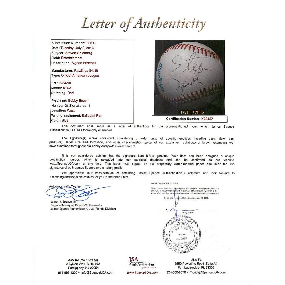 Press Pass Collectibles STEVEN SPIELBERG SIGNED AUTHENTIC OML BASEBALL AUTOGRAPHED PSA/DNA #V68454