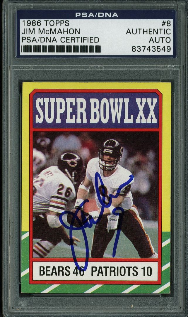 Press Pass Collectibles BEARS JIM MCMAHON AUTHENTIC SIGNED CARD 1986 TOPPS #8 PSA/DNA SLABBED