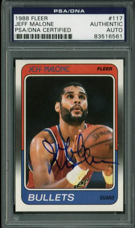 Press Pass Collectibles Bullets Jeff Malone Authentic Signed Card 1988 Fleer #117 PSA/DNA Slabbed