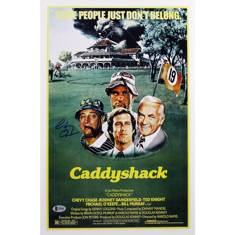 Press Pass Collectibles Chevy Chase Caddyshack Authentic Signed 12x18 Mini Movie Poster BAS Witnessed 1