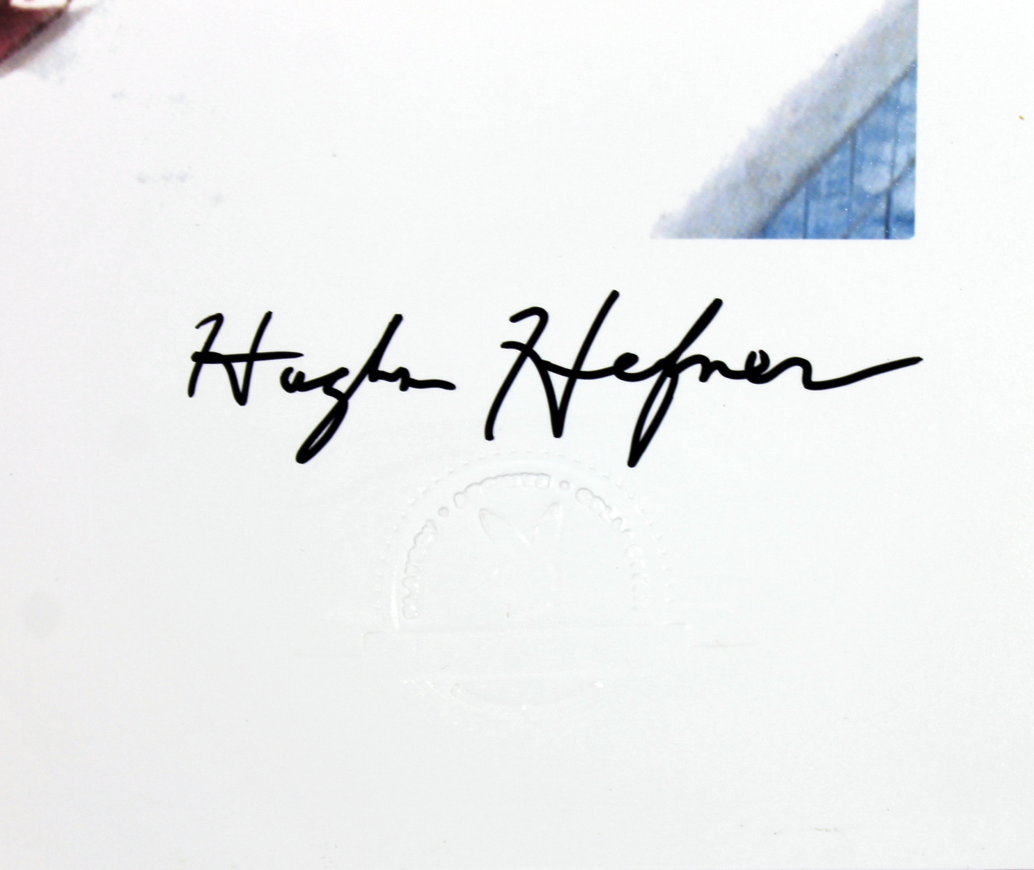 Press Pass Collectibles Hugh Hefner Authentic Signed 16.5x20 Playboy Artist Print Photo BAS #A02017