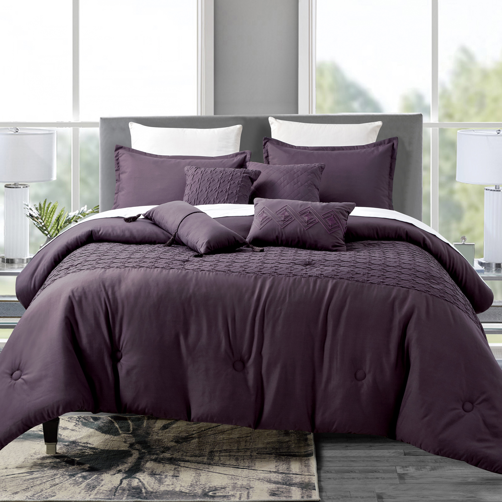 Bedding Comforter Set Luxury Bed, Bed In A Bag Purple King