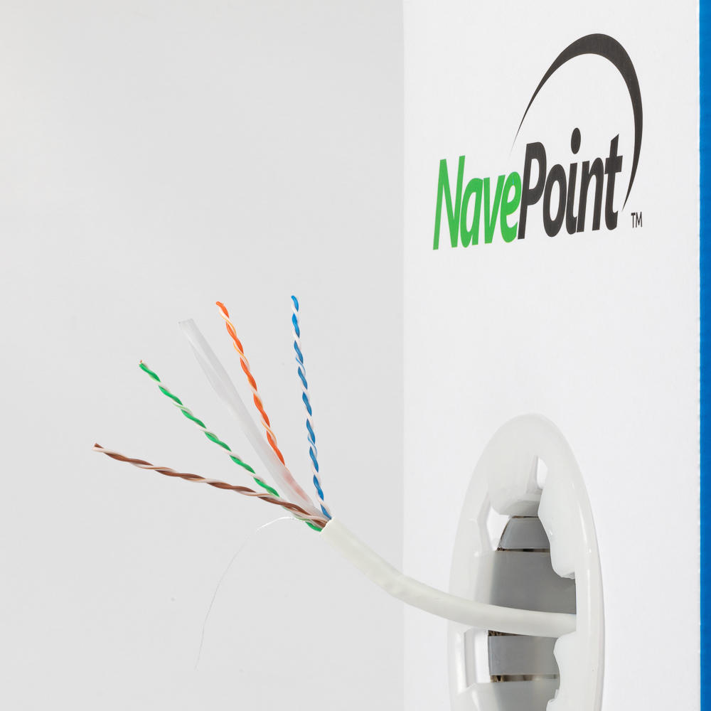 NavePoint CAT6 Bulk Network CCA Cable Ethernet UTP Plenum Jacket - 1000 Ft White
