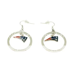 Licensed Nfl New England Patriots Team Logo 1 25 Hoop 75 Team Logo Inside Hoop Earrings