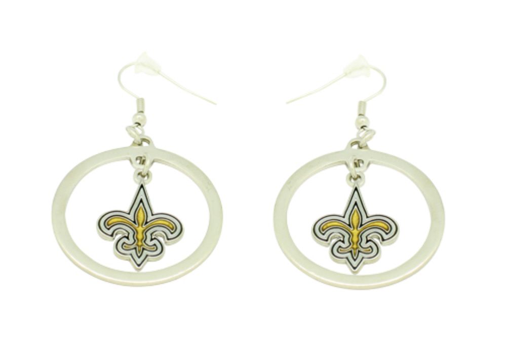 Licensed Nfl New Orleans Saints Team Logo 1 25 Hoop 75 Nfl Licensed New Orleans Saints Team Logo 1 25 Hoop 75 Inside Earrings