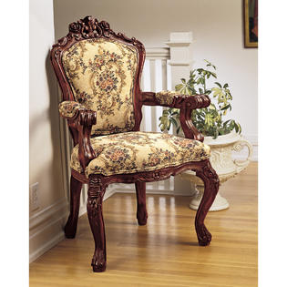 Design Toscano Carved Rocaille Fabric Arm Chair Home Furniture Living Room Furniture Living Room Chairs