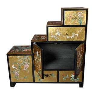 Oriental Furniture Chinese Leaf Step Tansu Cabinet Home