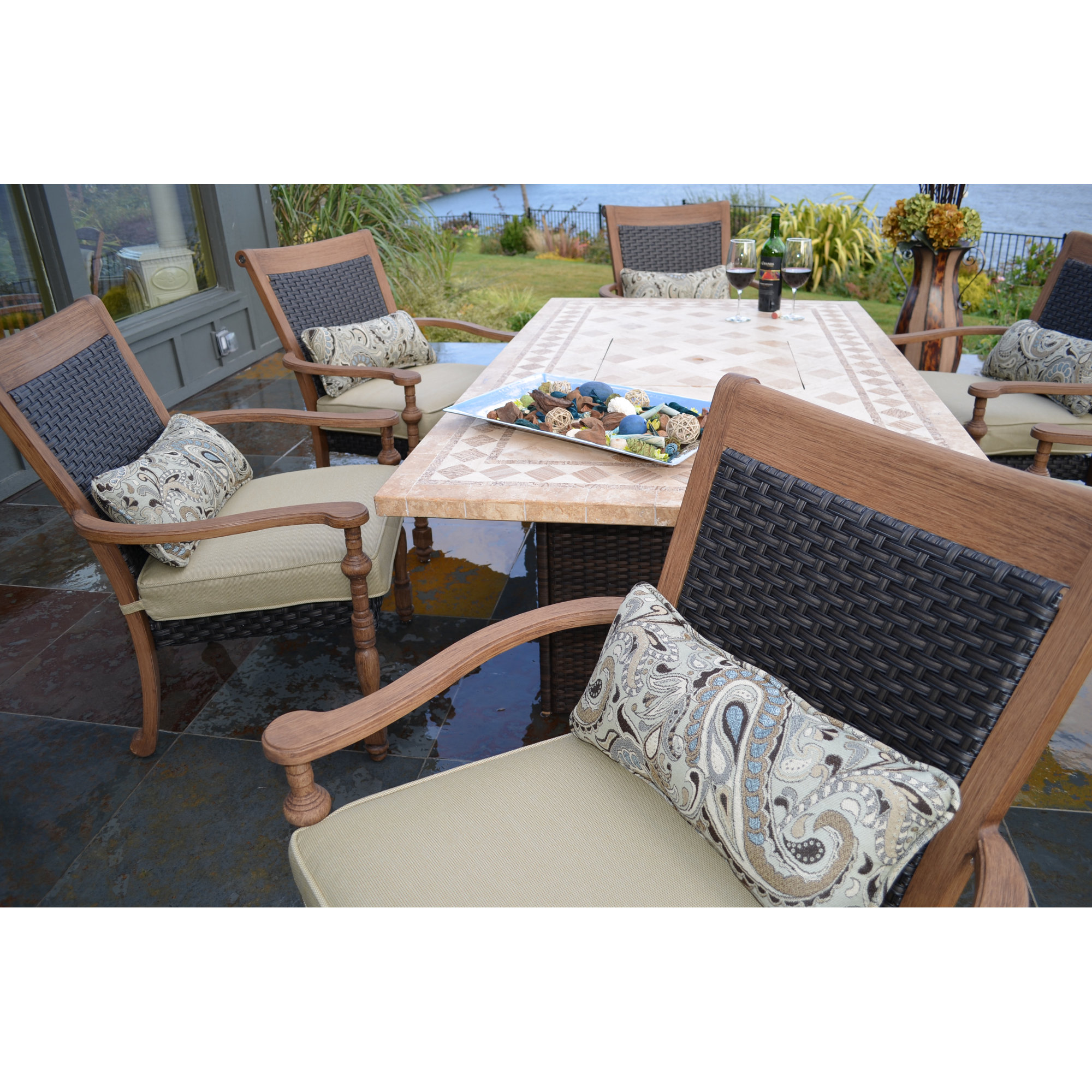 Outdoor Innovation Luxum 7 Piece Fire Pit Seating Group With Outdoor Innovation Luxum 7 Piece Fire Pit Seating Group With Cushions Living Patio Furniture Casual Sets
