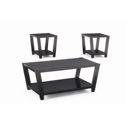 Wildon Home Amalga Angled 3 Piece Coffee Table Set Finish Rich Cappucino Furniture Living Room End Tables Amalga Angled 3 Piece Coffee Table, Wildon Home Black Coffee Table