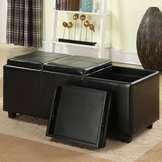 Simpli Home Avalon Rectangular Storage Ottoman With 3 Serving Trays Simpli Home Avalon Rectangular Storage Ottoman With 3 Serving Trays Color Black