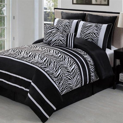 Vcny Laken Zebra 8 Piece Comforter Set Color Brown Size Queen