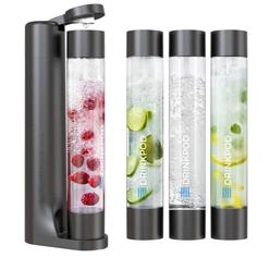 Drinkpod FIZZPod One Touch Sparking Soda Maker Machine with 3 Bottles- Black