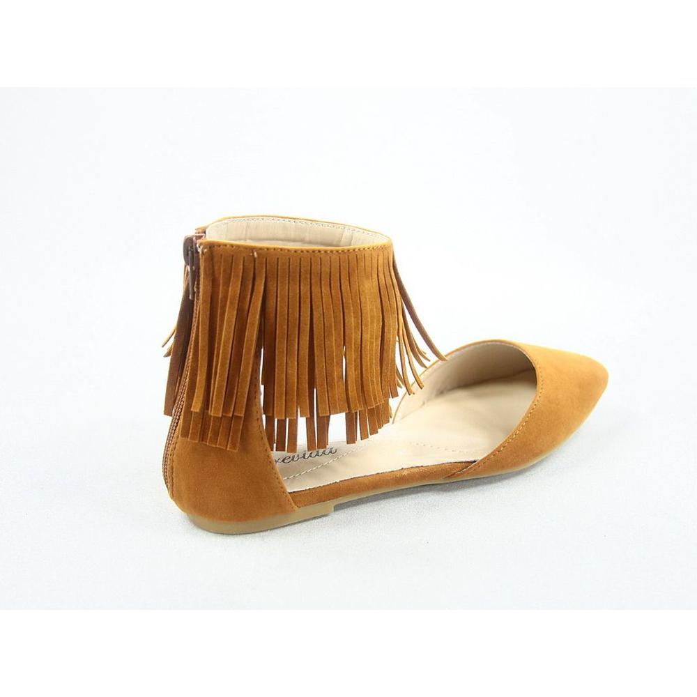 Golden West Zonia-25 Women's Comfort Sexy Causal Fringe Zipper Pointy Toe Flat Sandal Shoes